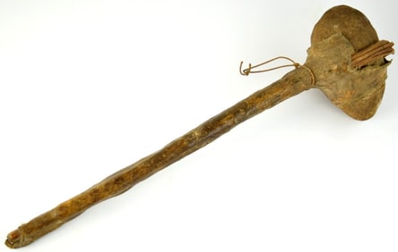 18th-19th Century Native American Plains Indian Stone War Club w ground stone head