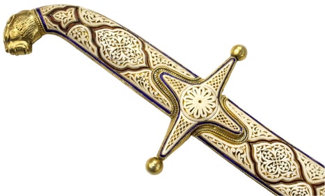 Fantastic Quality Russian Caucasian Presentation SHAMSHIR Sword in Gold Gilt & Niello Silver