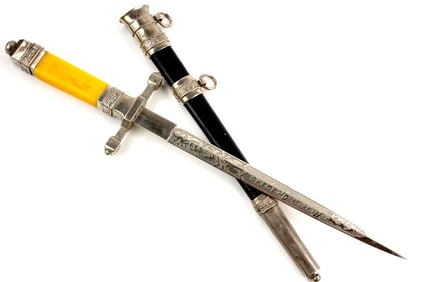 Scarce WW II Polish Army Navy or Air Force Officer's Dirk Dagger, Blade Engraved ''Honor &