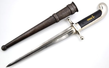 Scarce WW II era Regiment Marked 1925 Model MVSN Dirk Dagger for ''Moschettieri del Duce'' Officer.