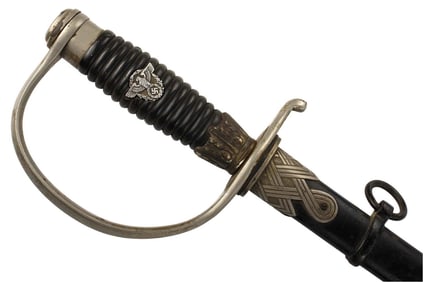 German WW II Third Reich SS or Police Officer's Sword, Scarce Maker, Marked at Ricasso.