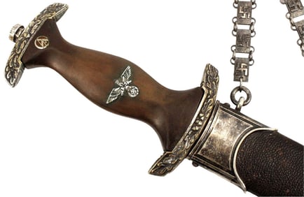 Very Rare WW II German Third Reich Presentation SA Leader Dagger Dirk with Damascus Blade by P.D.