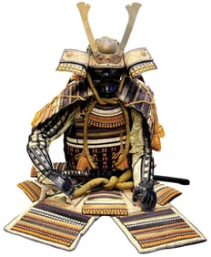 Very Attractive Japanese Samurai Suit of Armor with KABUTO Helmet & MEMPO Mask. Regular Adult Size.