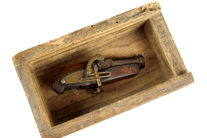 Rare Antique Japanese Samurai TEPPO, a Functional Miniature Matchlock Pistol Netsuke.