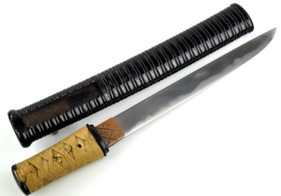 Nice Shinto Period Japanese Tanto Knife ~ High Quality Ribbed Lacquer Saya