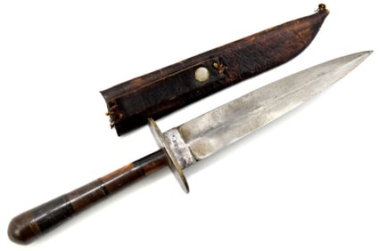 Antique 18th-19th C. Spanish or French Fighting Dirk Dagger with Horn Grip, Possibly Used Through