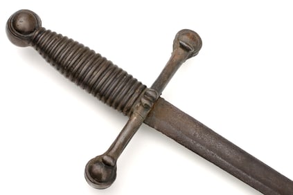 Unusual 17th-18th C. Bronze Hilted Sword, Possibly Early Masonic.