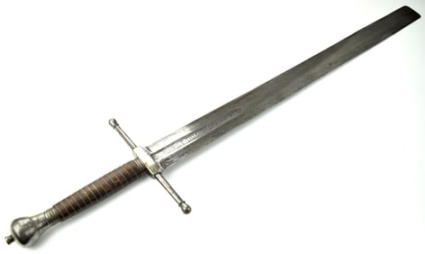 Impressive Large German Executioner Beheading Justice Sword, Massive Broad Blade Inscribed ''THIS