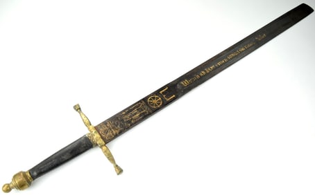Interesting Composite German Executioner Beheading Justice Sword with Impressive Etched & Gold
