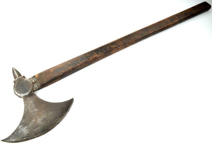Impressive Large 16th-17th C. German or French Sapper's Axe with Massive Head and Original Long Wood