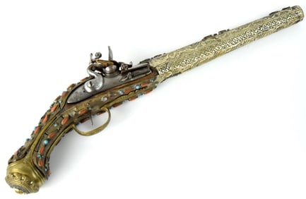 Very Attractive 18th-19th C. Islamic Ottoman Turkish Trabzon Black Sea Region Warrior's Flintlock