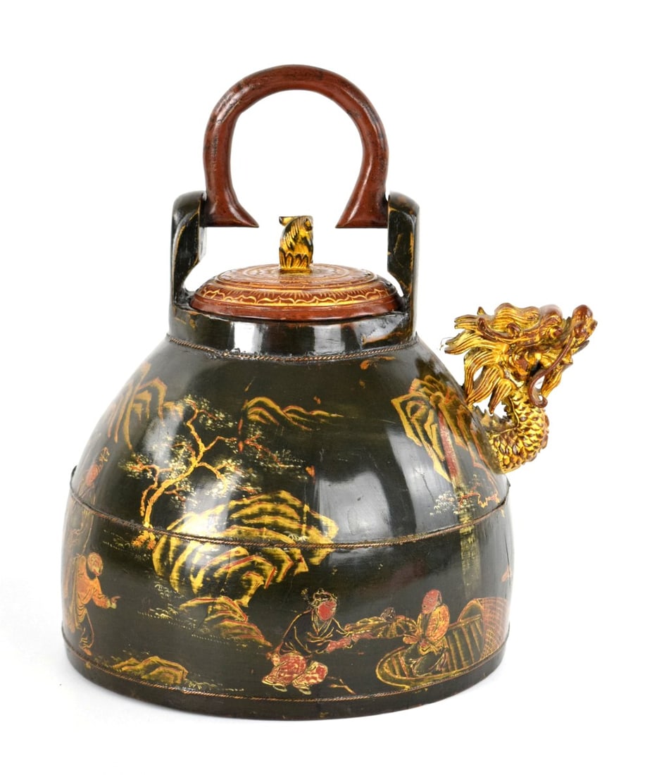Amazing Huge Chinese Lacquer Tea Pot With Dragon Spout (1 of 11)