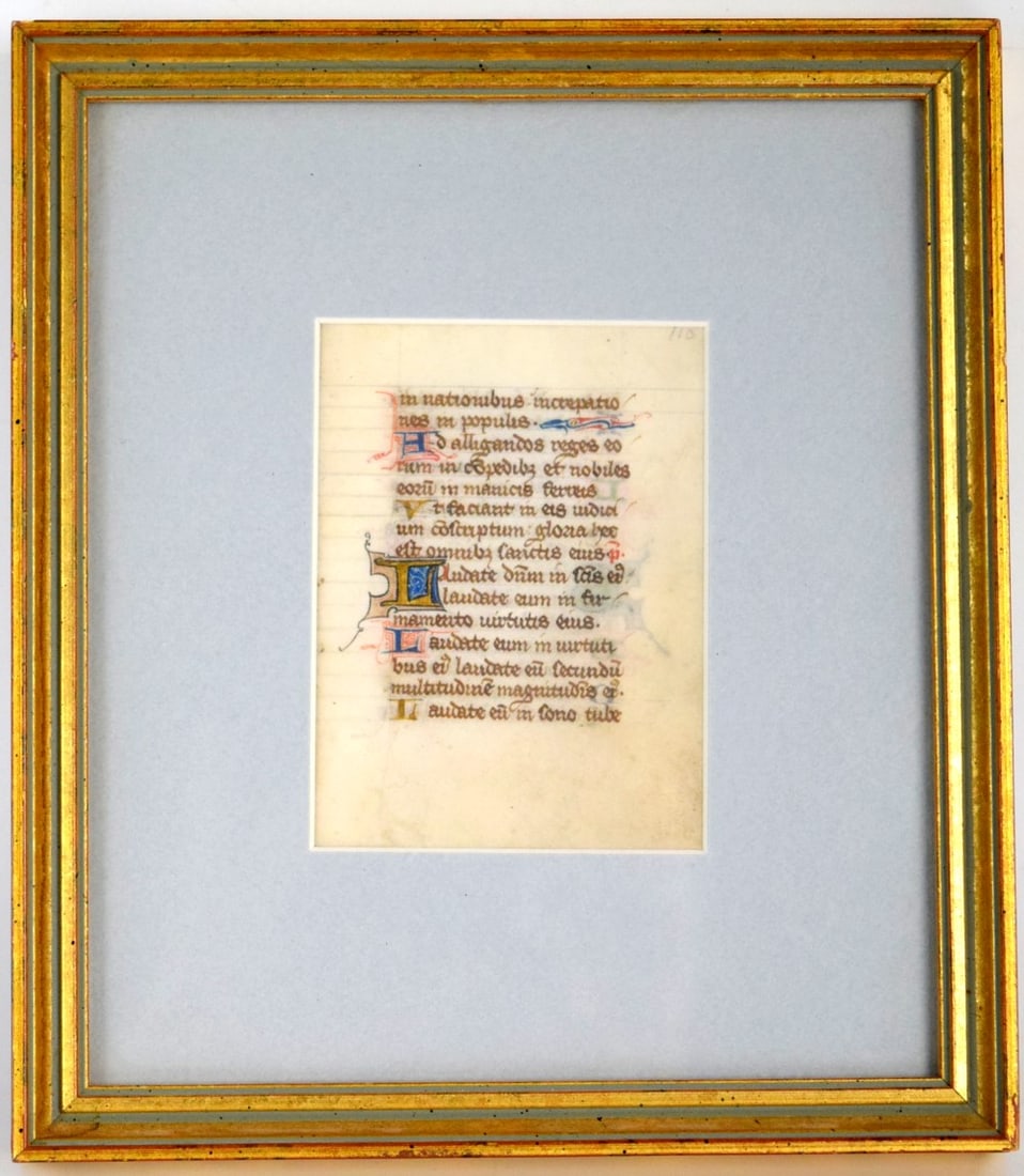 Illuminated Vellum Leaf From a French Psalter c.1240 (1 of 4)