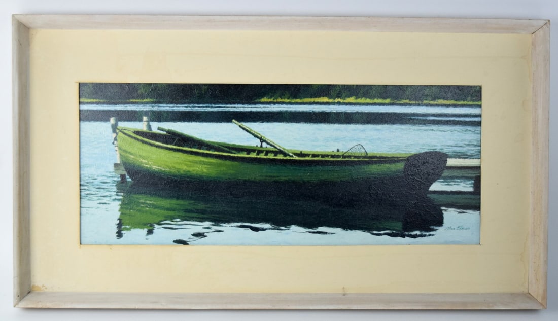 American Stanley Ekman ( 1913-1998) Oil Painting: Very fine oil on board painting by listed American artist Stanley Ekman ( 1913-1998). Size: Framed: 15 5/8" x 28 5/8"; Unframed: 8 3/4" x 21 3/4".~ . Stanley Ekman was active/lived in Arizona, Illinoi