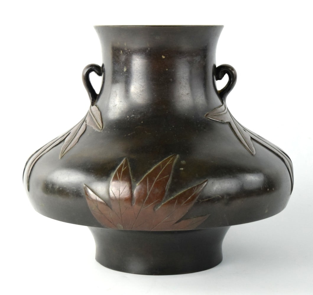 Japanese Bronze Mixed Metal Meiji Period Vase (1 of 7)