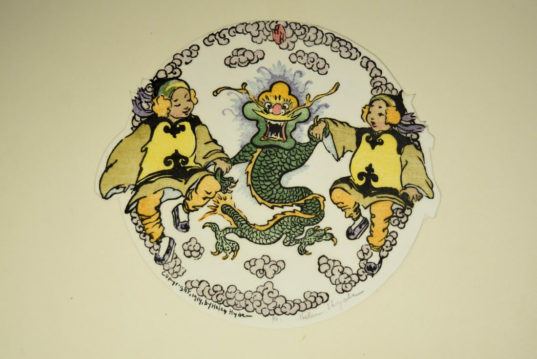 Helen Hyde (1868-1919) Circular Print Of Dragons (1 of 7)