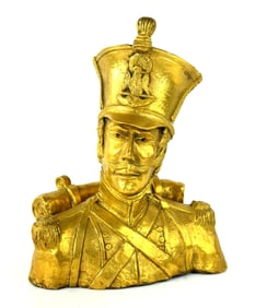 Heavy, 19th Century Gold Gilt Bronze Bust of Imperial French Soldier of Napoleon Army