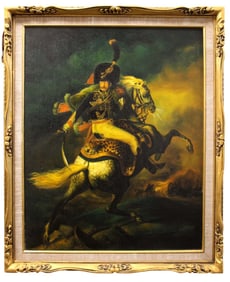 Beautiful Large Oil on Canvas Painting After Theodore Gericault, French Officer Of The Imperial