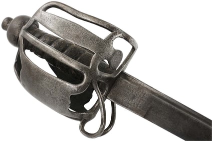 Rare American Revolution era or Earlier Scottish Basket-hilt Back Sword, Prince of Wales Crest Maker