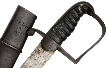 Rare Regimentally Marked M-1796 English Cavalry Officer's Sword, Fine Blued & Gilt Blade Decorations