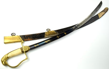 Fine Quality Pre American Civil War US Officers Eagle Head Sword in Fine Gilt Mounts, Carved Grip &