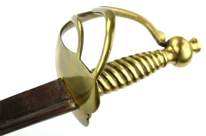 American Revolution era English Infantry Trooper's Sword, Blade Marked 6 Under Crown. Solid Brass