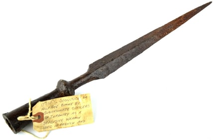 Good Early American Spontoon Pike Lance, Colonial Made from Bog Iron. Surely Used Through the