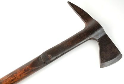 Very Good American Revolution era Naval Boarding Axe of Spiked Tomahawk Form. Original Wood Shaft