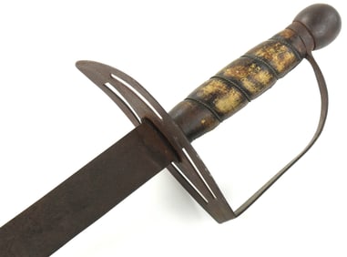 Scarce American Made, Revolution era Cavalry Horseman's Sword with Iron Mounts, Hyde Covered Grip