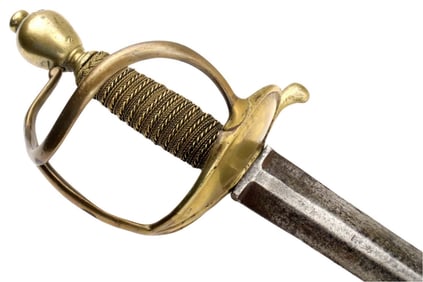 Rare MASSIVE 18th C. English Horseman's PALASCHE Sword with Powerful Broad Blade, Etched & Marked.