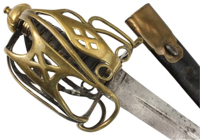 Very Good American Revolution to French Napoleonic era Scottish Basket Hilt Broad Sword, Regimental