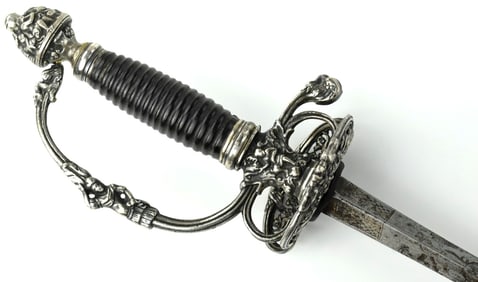 Fine Quality American Revolution era French Officer's EPPIE Rapier Sword with Elaborate Silver Hilt