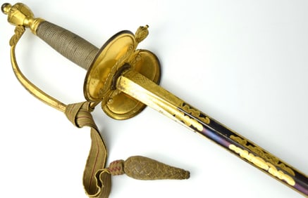 Fine and Possibly Unique M-1796 English Infantry Officer's Sword with Triangular Section Rapier