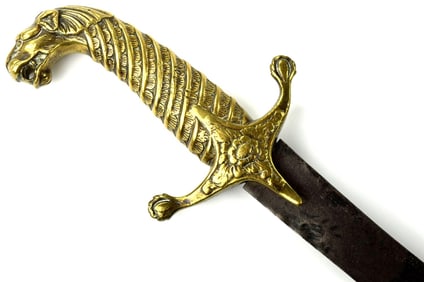 Interesting 18th-19th C. Anglo-Indian Officer's SHAMSHIR Sword, Indian Made for a Colonising English