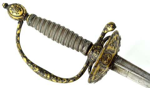 Fabulous Quality American Revolution era French or German Officer's Rapier Sword, Chiseled & Mercury