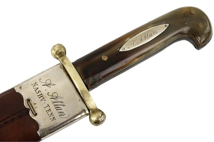 Very Large 19th C. Indian Wars era English Sheffield Made Bowie Knife for American Officer,