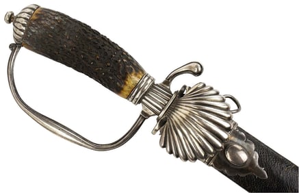 Very Fine American Revolution era Silver Mounted CUTTOE Officer's Hanger. Probably English made with