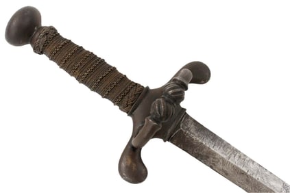 Rare 16th-17th C. French Yong Aristocrat's Riding Sword Rapier, Iron Hilt Mounts, Wonderful Engraved