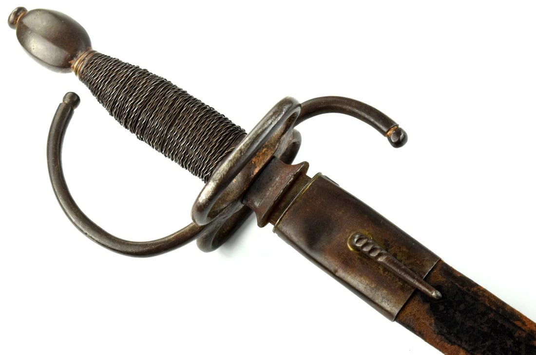 Interesting European Rapier Sword of Transitional 16th-17th C. Style, Guard Pommel & Scabbard Throat (1 of 20)