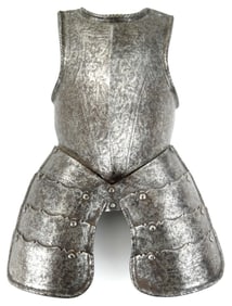 Adorable 17th C. European Etched Steel Miniature Cuirass Body Armor.