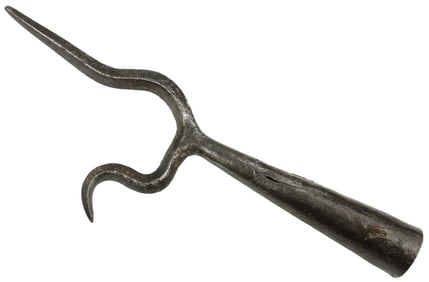 Early Renaissance era French or Italian Musketeers Wheellock Rifle Rest, Iron Polearm Head. Possibly