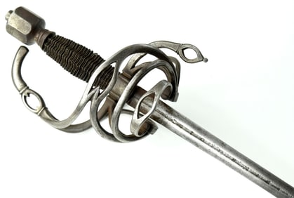 Rare 17th C. French or Italian Swept-hilt Rapier Sword with Unique Openwork Guard Branches, Original