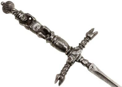 Museum Quality 17th C. Italian Brescian Aristocrat's STILETTO Dagger with Fine Chiseled Steel Hilt