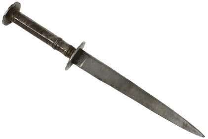 Nice Large English or German Knight's RONDEL Dagger with Characteristic Two-disk Iron Hilt Having