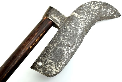 Antique 16th-17th C. English or German Polearm Hook Axe on Later Pole.