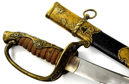 Rare EARLY Japanese Navy CUSTOM Mounted Samurai Kyu-gunto Sword w/1600s A.D. Signed Blade (1 of 20)