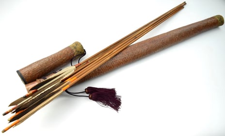 Old Japanese Samurai Quiver with Arrows