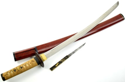 Very Attractive Japanese Samurai WAKIZASHI Sword ~ Old blade signed Sadahiro