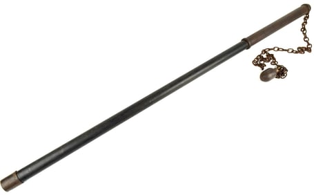 Very Rare Japanese Samurai CHIGIRIKI Long Flail Mace Disguised as a Walking Staff with a Retractable