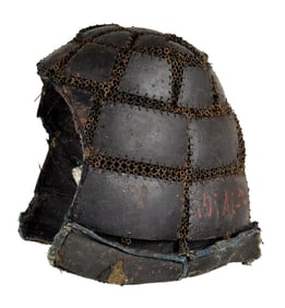 Very Rare Edo Period Japanese Samurai Battle Helmet of Chain Mail & Thick Iron Plates,